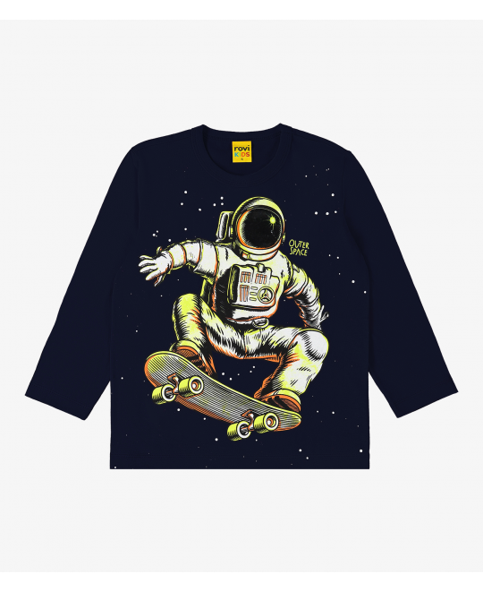 Camiseta. Infantil Manga Longa Astronauta - Rovitex 
