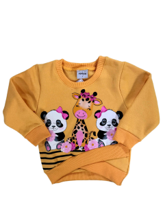 Blusão Bebê Menina Pandas e Girafa - Rovitex