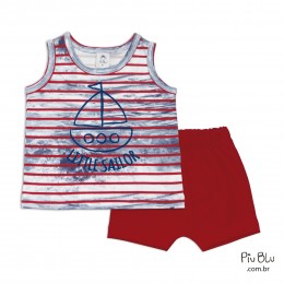 Conjunto Bebê Camiseta Regata e Shorts Little Sailor - Piu Blu