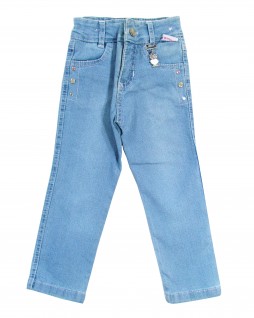 Calça Jeans Stretch Feminina com Enfeite de Coruja - Bielzinho